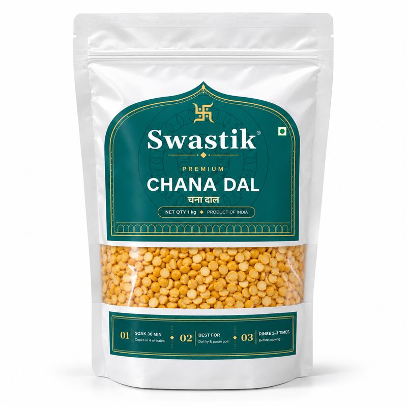 Swastik Chana Dal (चना दाल) retail pack, 1 kg stand-up pouch