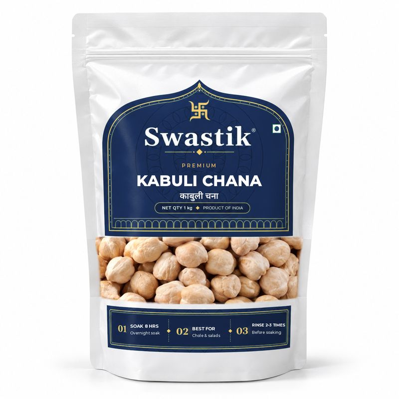 Swastik Kabuli Chana (काबुली चना) retail pack, 1 kg stand-up pouch