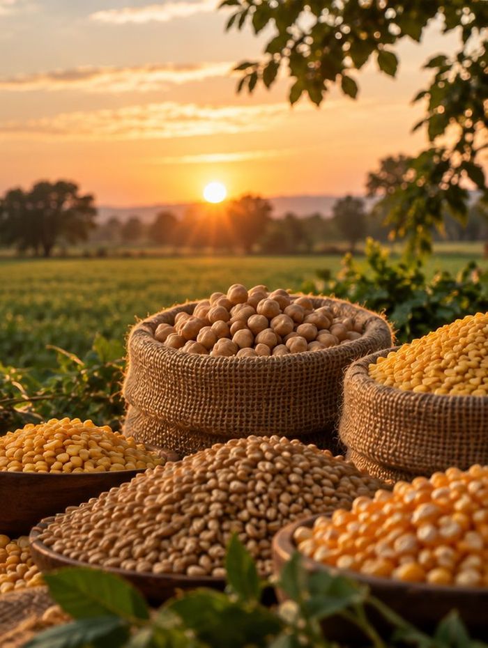 Tur, chana and other pulses at harvest in the Vidarbha growing belt